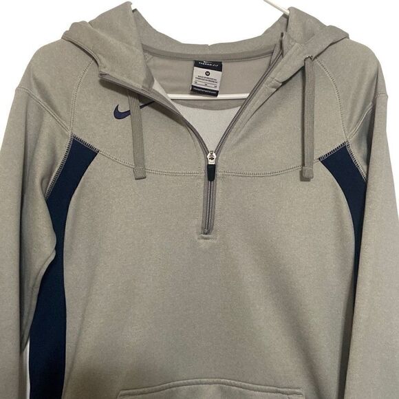 Women’s Nike Therma-Fit 1/2 Zip Hoodie Sweatshirt Gray Blue Ladies Size Medium - Picture 3 of 10
